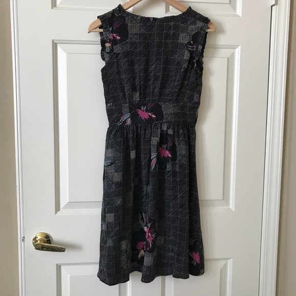 Re:sound silk Hawaii floral grid print dress 2 XS - Picture 2 of 5